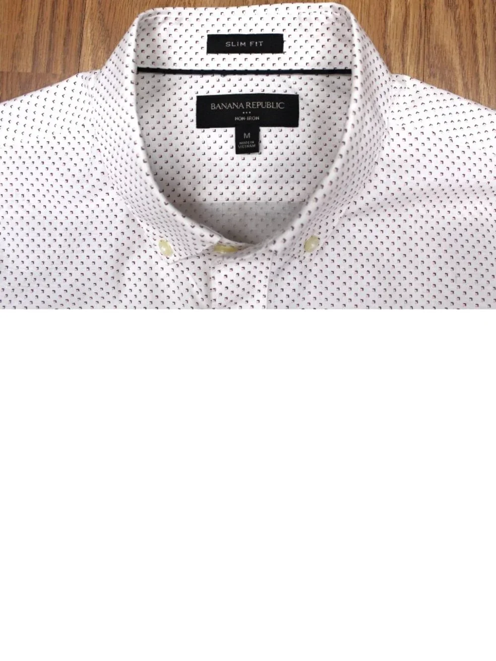 BANANA REPUBLIC SLIM FIT 100% COTTON SHIRT WHITE, PINK & DARK RED Sz MEDIUM, M